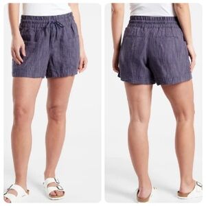 Athleta Cabot linen texture 4” Blue shorts Woman’s  Plus Size 22 Drop In Pockets